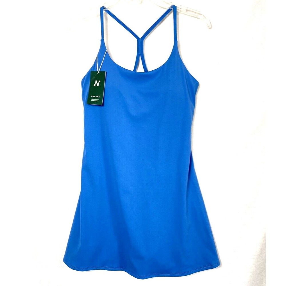 Halara Everyday Cloudful Fabric Soft  2-in-1 Flare Workout Dress Color Blue